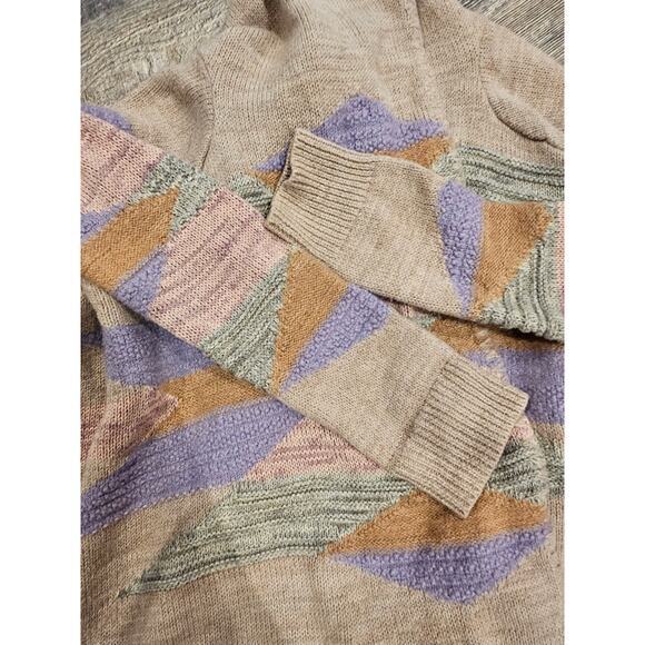 Lauren ralph lauren open cardigan drapey beige pink tribal small medium knit* - Picture 7 of 10